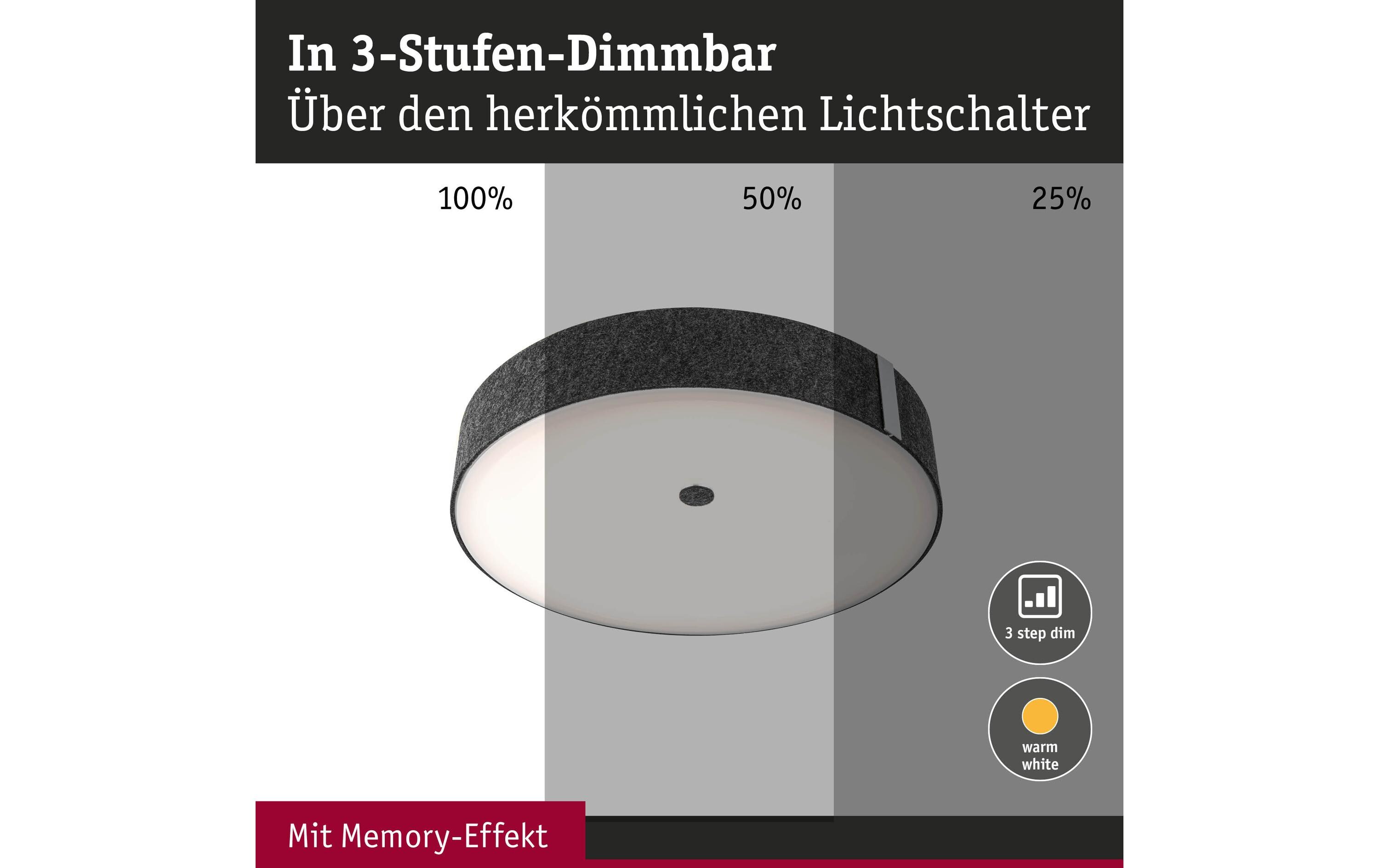 Paulmann LED Deckenleuchte Malika 2700K 29W Anthrazit
