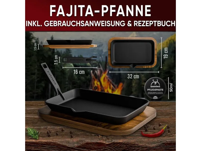 Gusskoenig Fajita-Pfanne abnehmbarer Griff