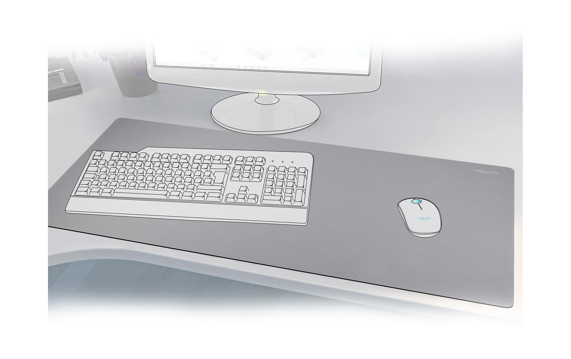 Delock Mausmatte 900 x 500 x 2 mm Grau