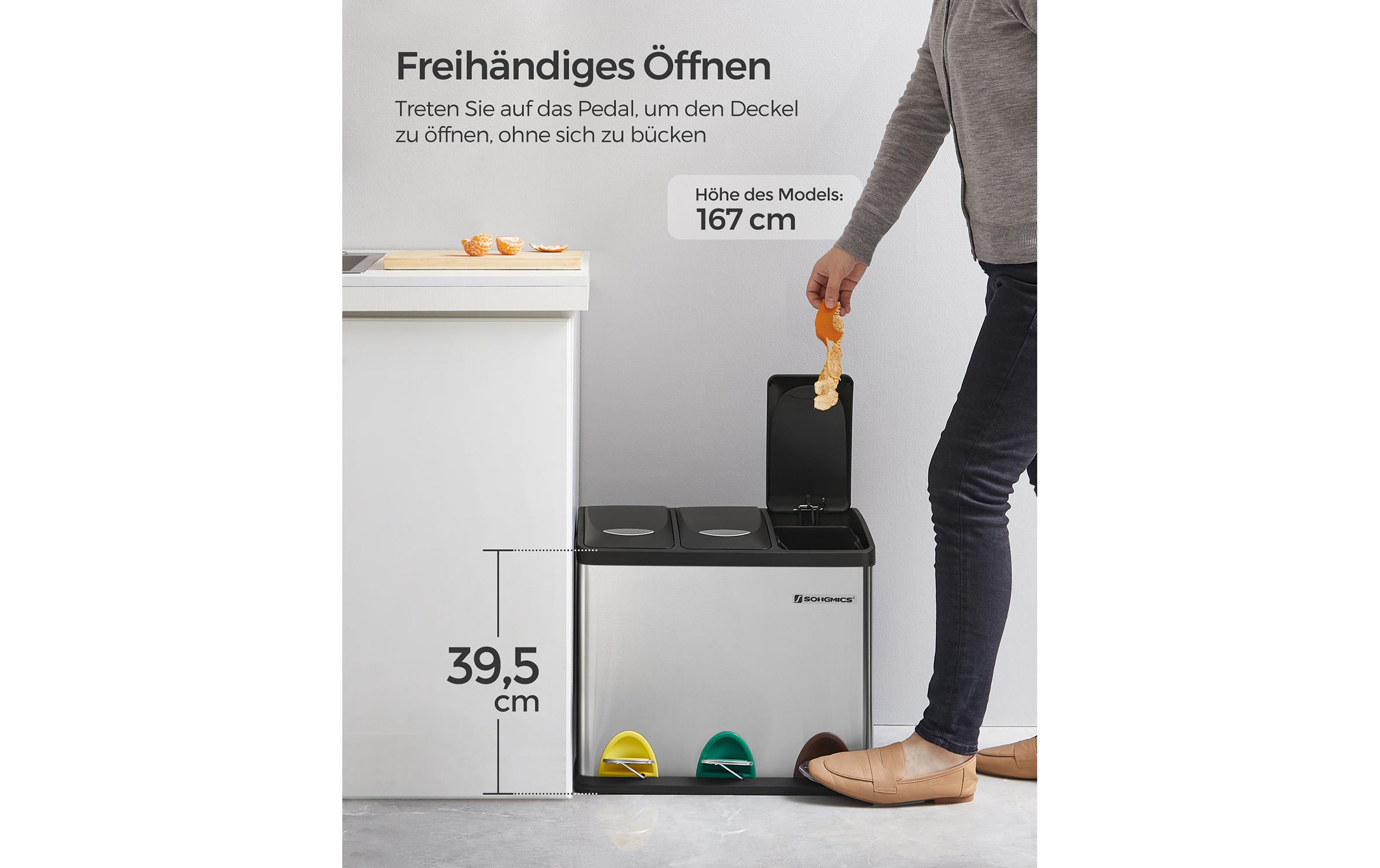 Songmics Abfalleimer 24 l, Silber