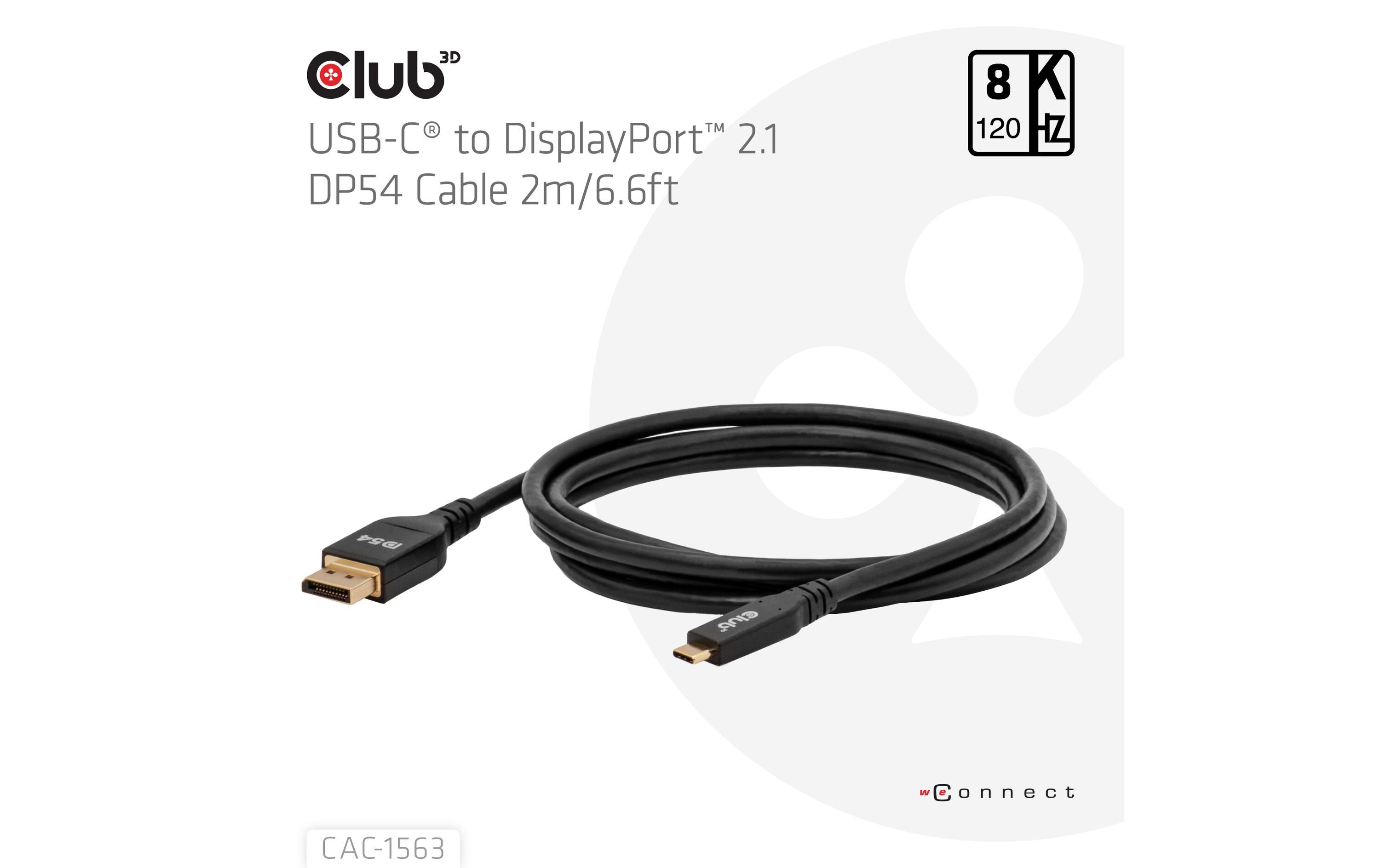 Club 3D CAC-1563 DP54 Bidirektionales Kabel USB Type-C - DisplayPort