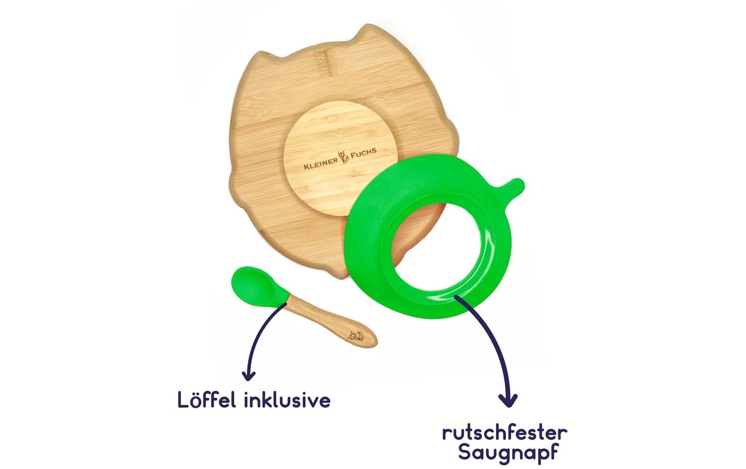 Kleinfuchs Kinderteller Bambus Eule Grün