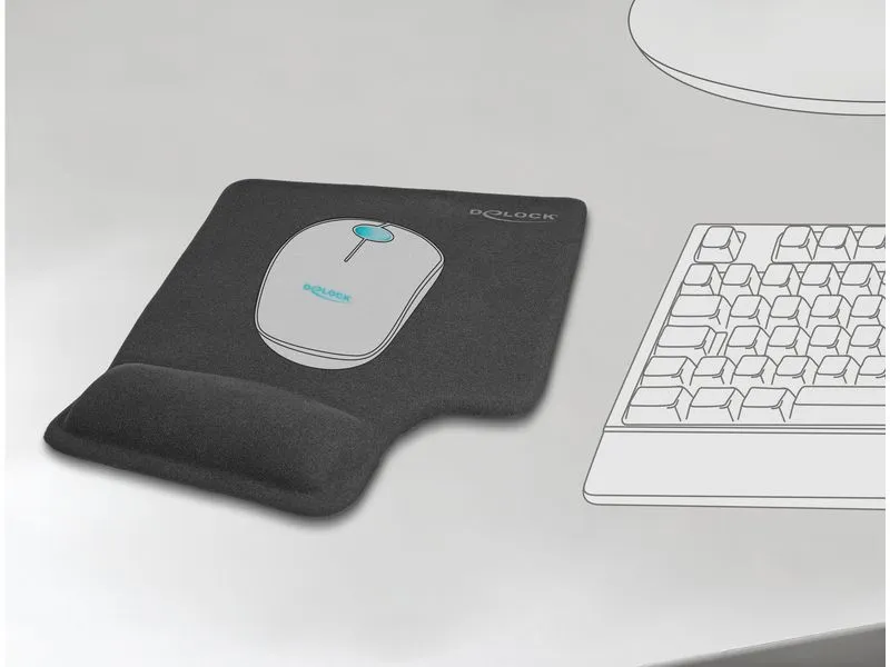 Delock Mausmatte Ergonomisch für Linkshänder Schwarz Delock Mausmatte Ergonomisch für Linkshänder Schwarz