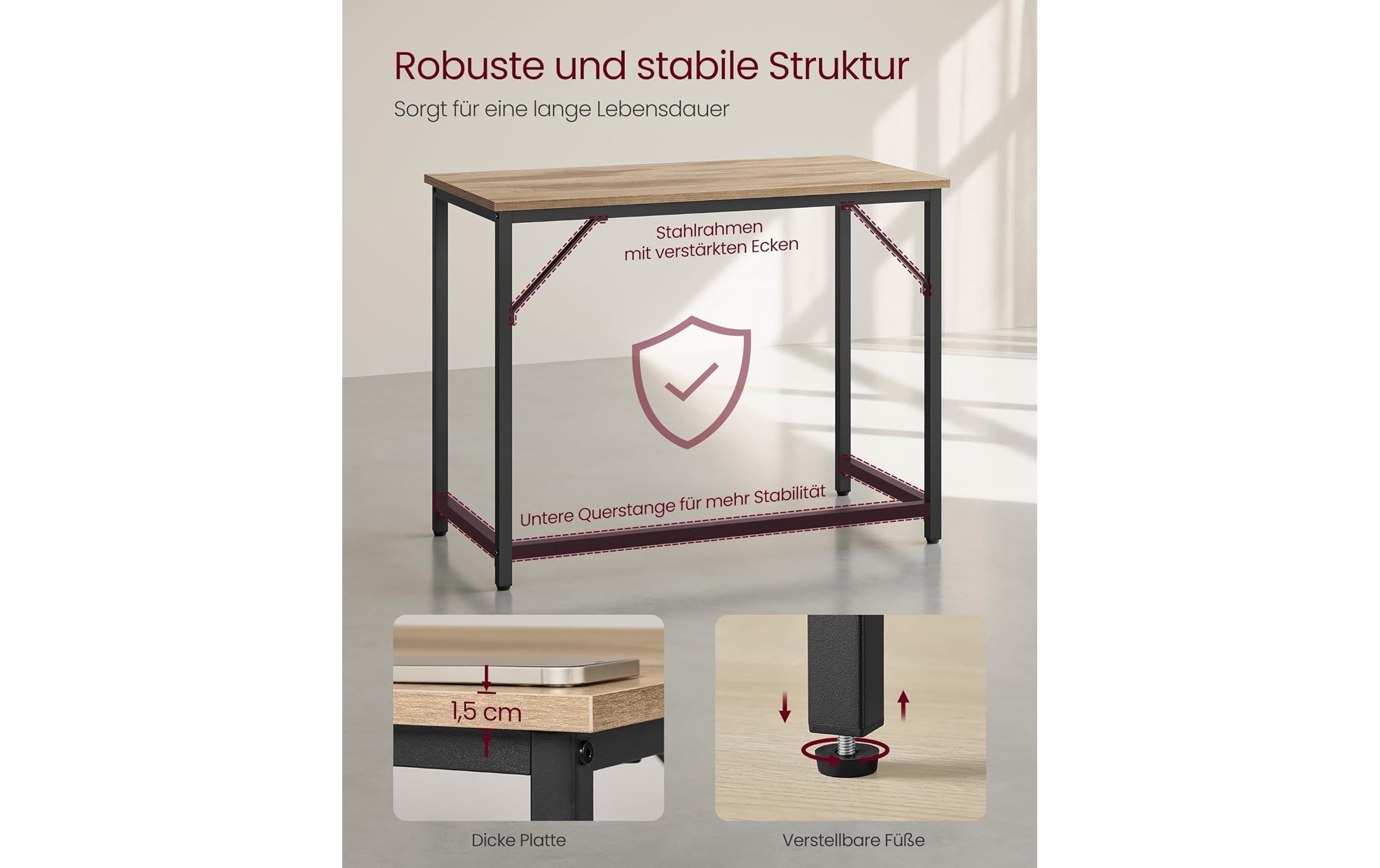 VASAGLE Tisch 100 x 50 x 76 cm Camelbraun/Schwarz