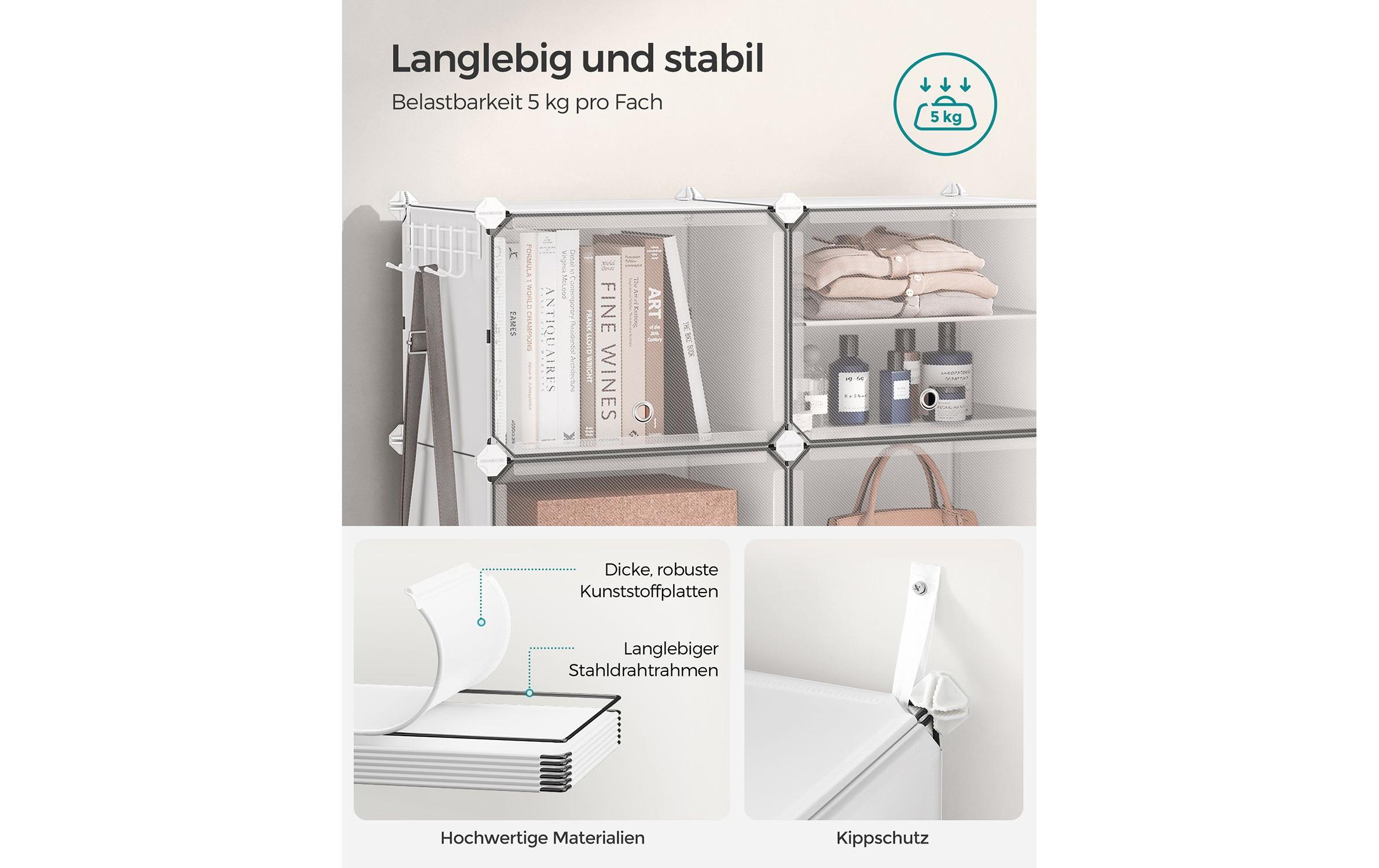 Songmics Schuhregal Schuhregal 82 x 32 x 122 cm, Weiss