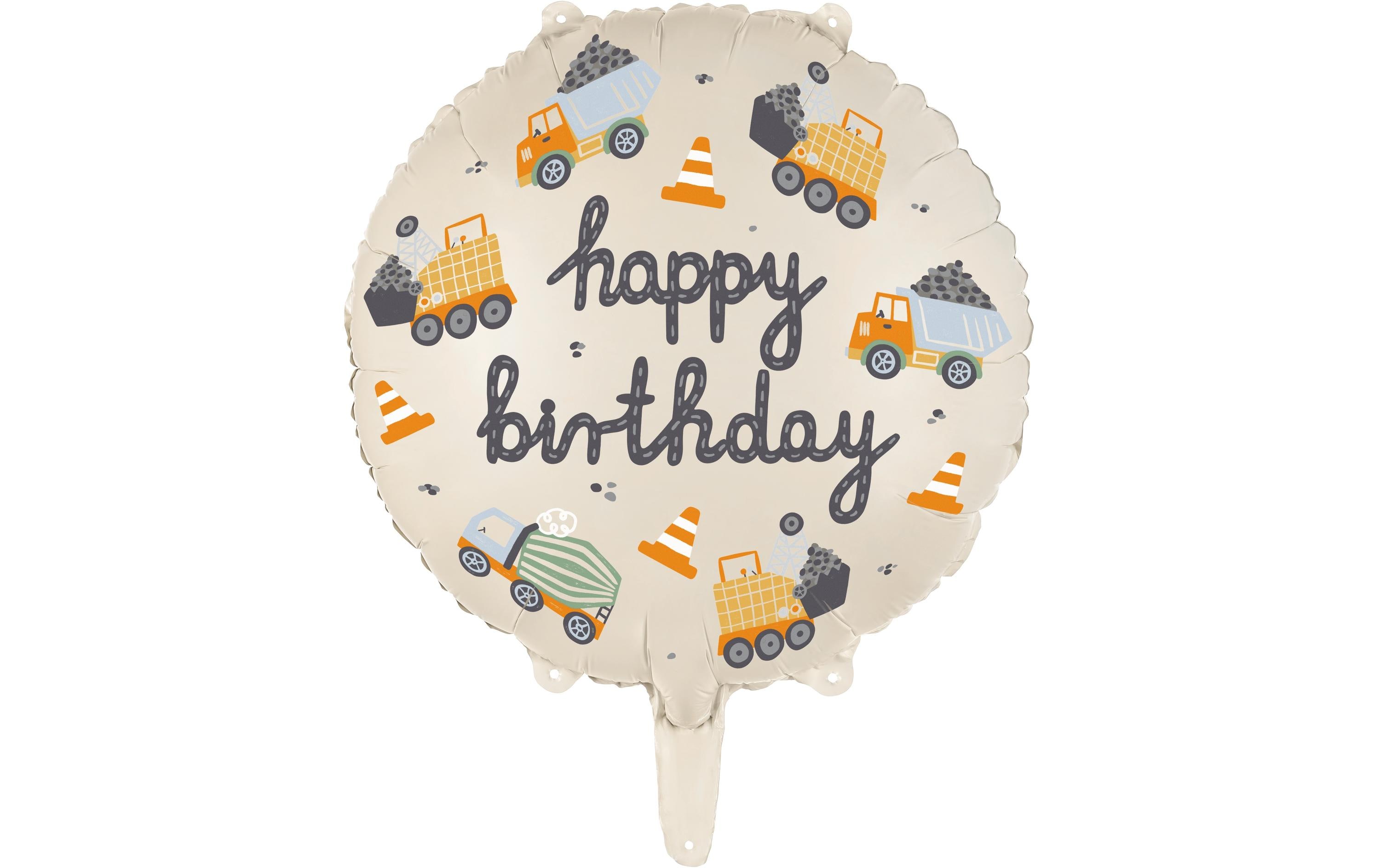 Partydeco Folienballon Baufahrzeuge 45 cm, Mehrfarbig