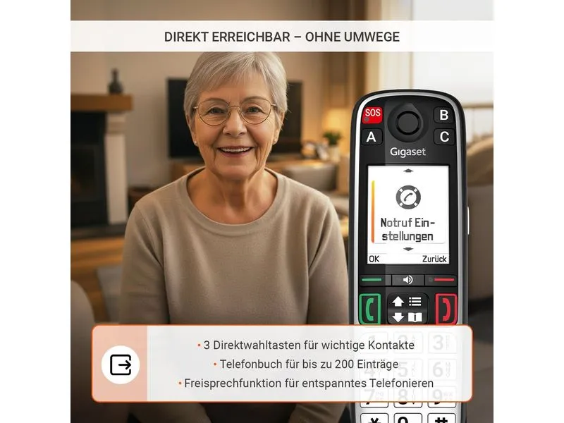 Gigaset Schnurlostelefon EASY 500A Schwarz mit Anrufbeantworter Gigaset Schnurlostelefon EASY 500A Schwarz mit Anrufbeantworter