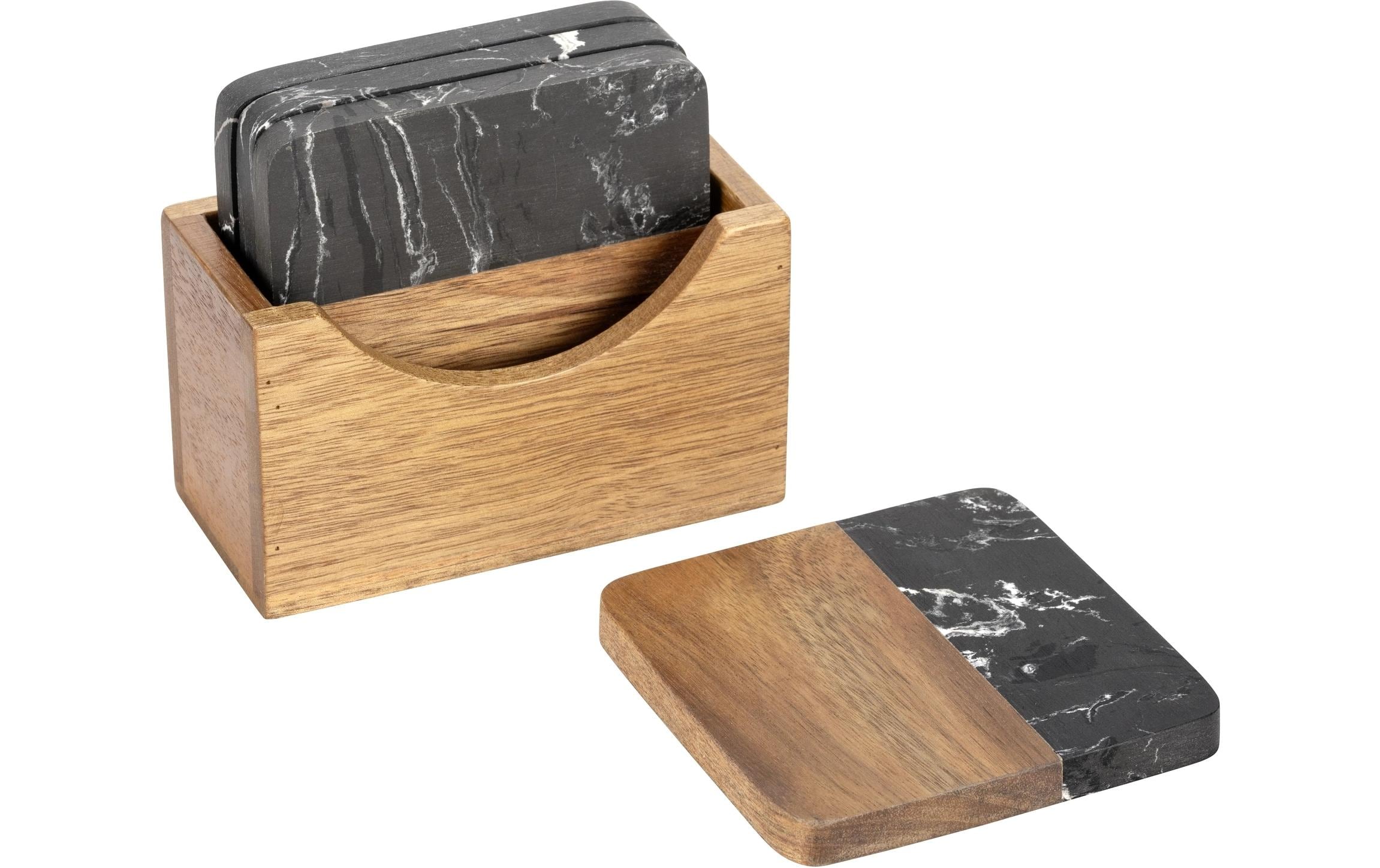 Wenko Glasuntersetzer Atami 10 x 10 cm, 4 Stück, Braun/Schwarz