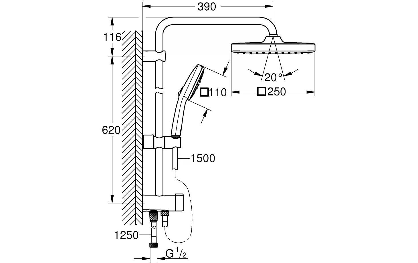 GROHE Duschsystem Vitalio Comfort 250