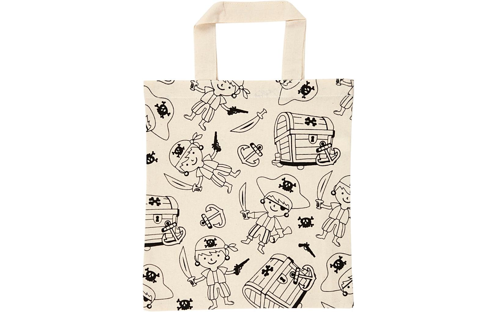 Creativ Company Stofftasche Pirat 27,5 x 30 cm, 1 Stück, Nature/Schwarz