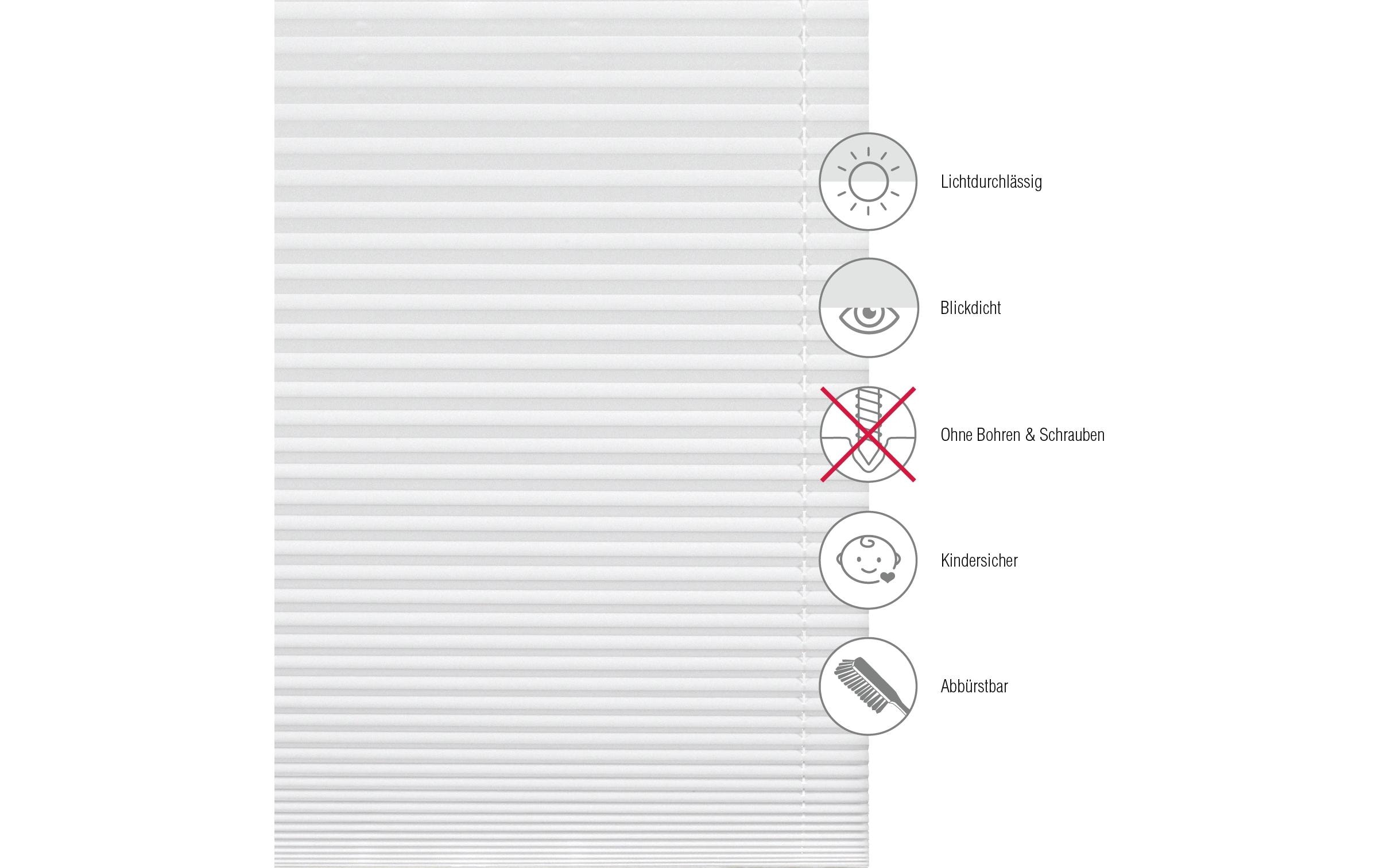 Gardinia EF Plissee Pia 50 x 130 cm, Weiss