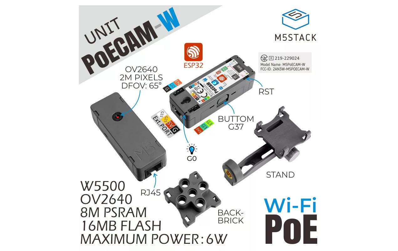 M5Stack PoE Kamera Modul OV2640 mit WiFi
