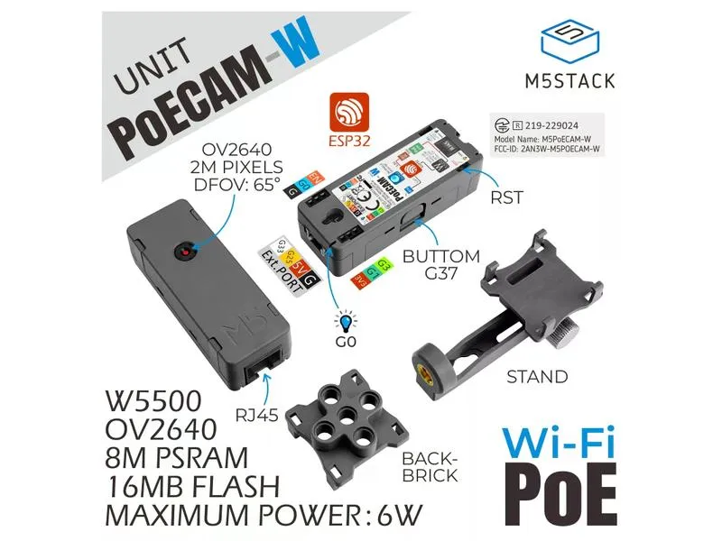 M5Stack PoE Kamera Modul OV2640 mit WiFi M5Stack PoE Kamera Modul OV2640 mit WiFi
