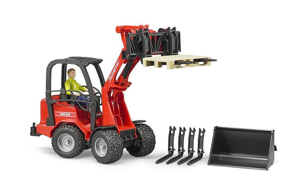 Bruder Spielwaren Landwirtschaftsfahrzeug Schäffer Hoflader 2034 + Zubehör
