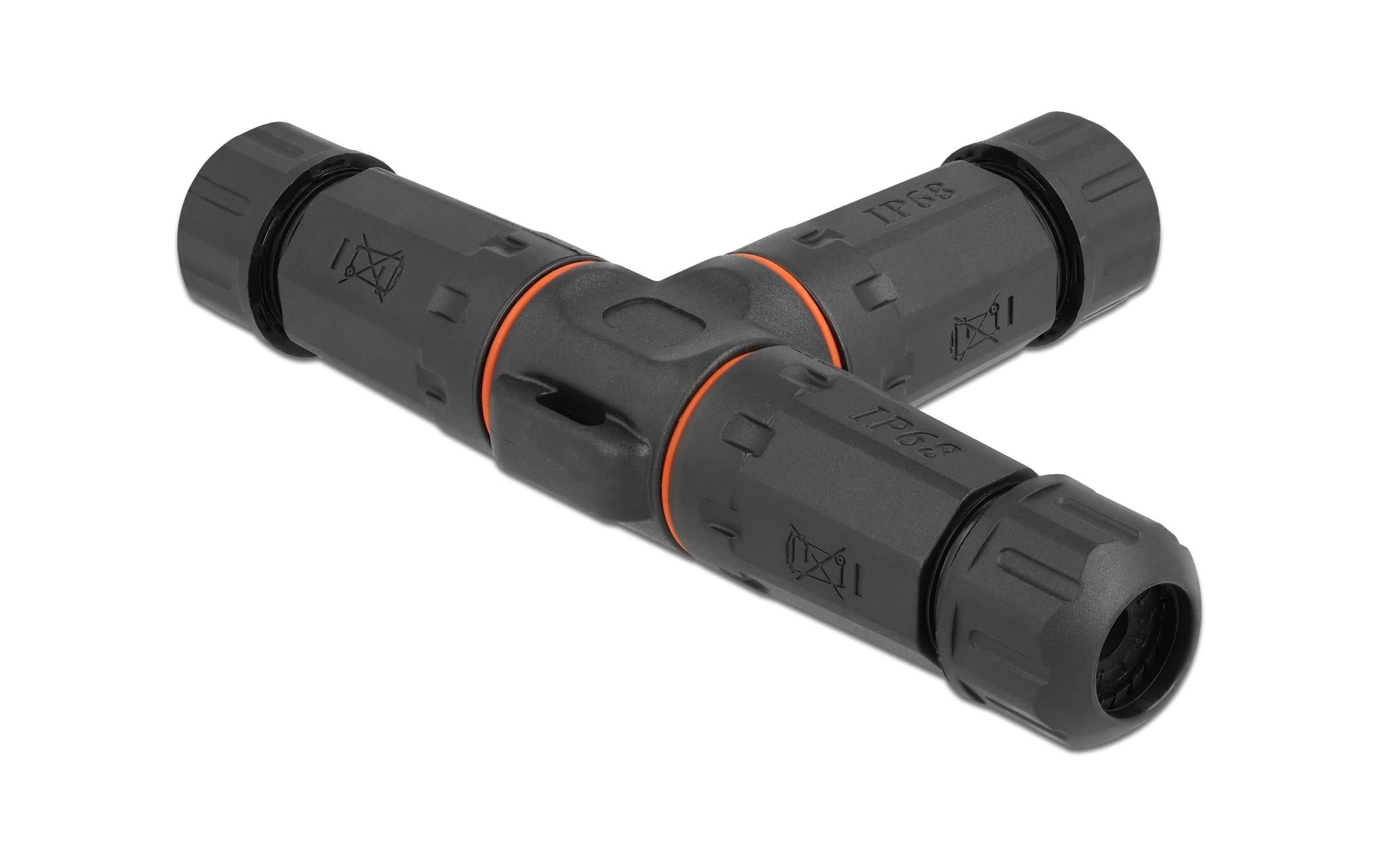 Delock Verbindungsmuffe IP68, T-Stück, 5 Pin, 4.5 - 7.5 mm schwarz Delock Verbindungsmuffe IP68, T-Stück, 5 Pin, 4.5 - 7.5 mm schwarz