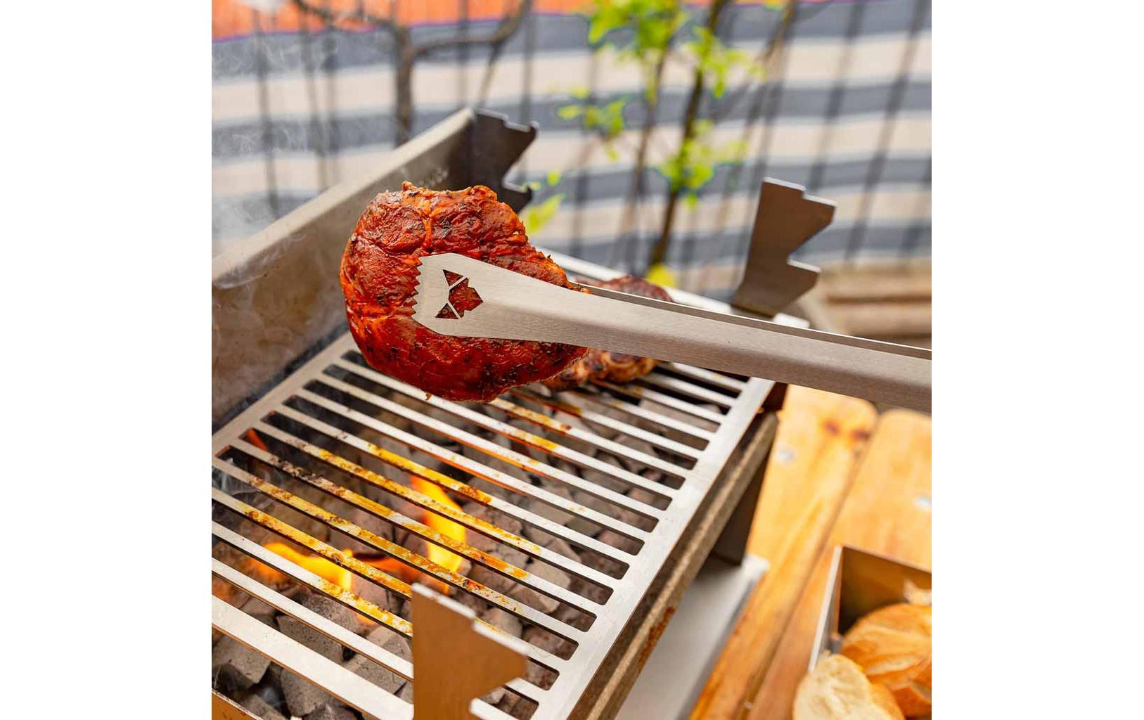 Fennek Grill Grillzange gross Silber