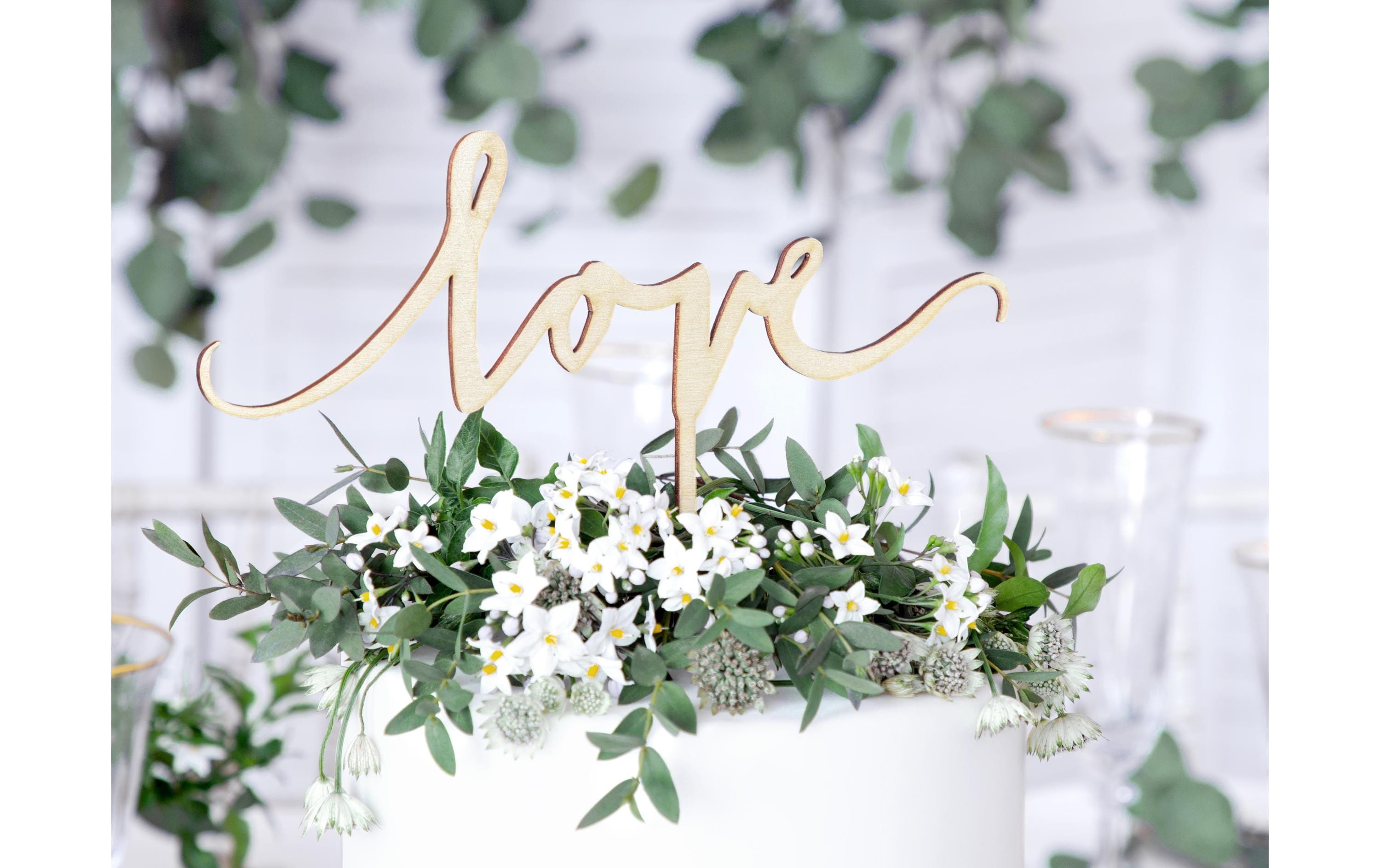 Partydeco Kuchen-Topper Love 23 x 16 cm, Holz, 1 Stück, Braun