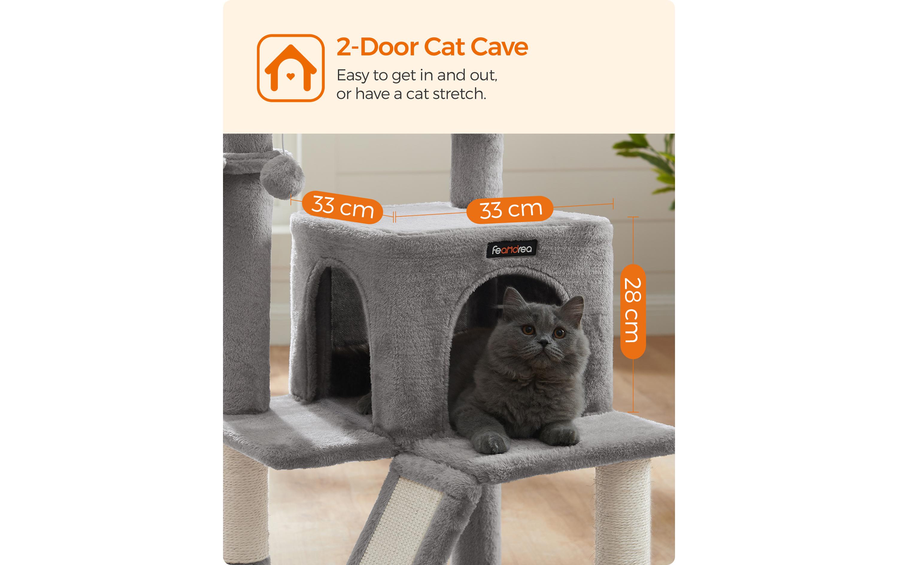 Feandrea Kratzbaum mit Kratzbrett, 96 cm, Grau/Beige