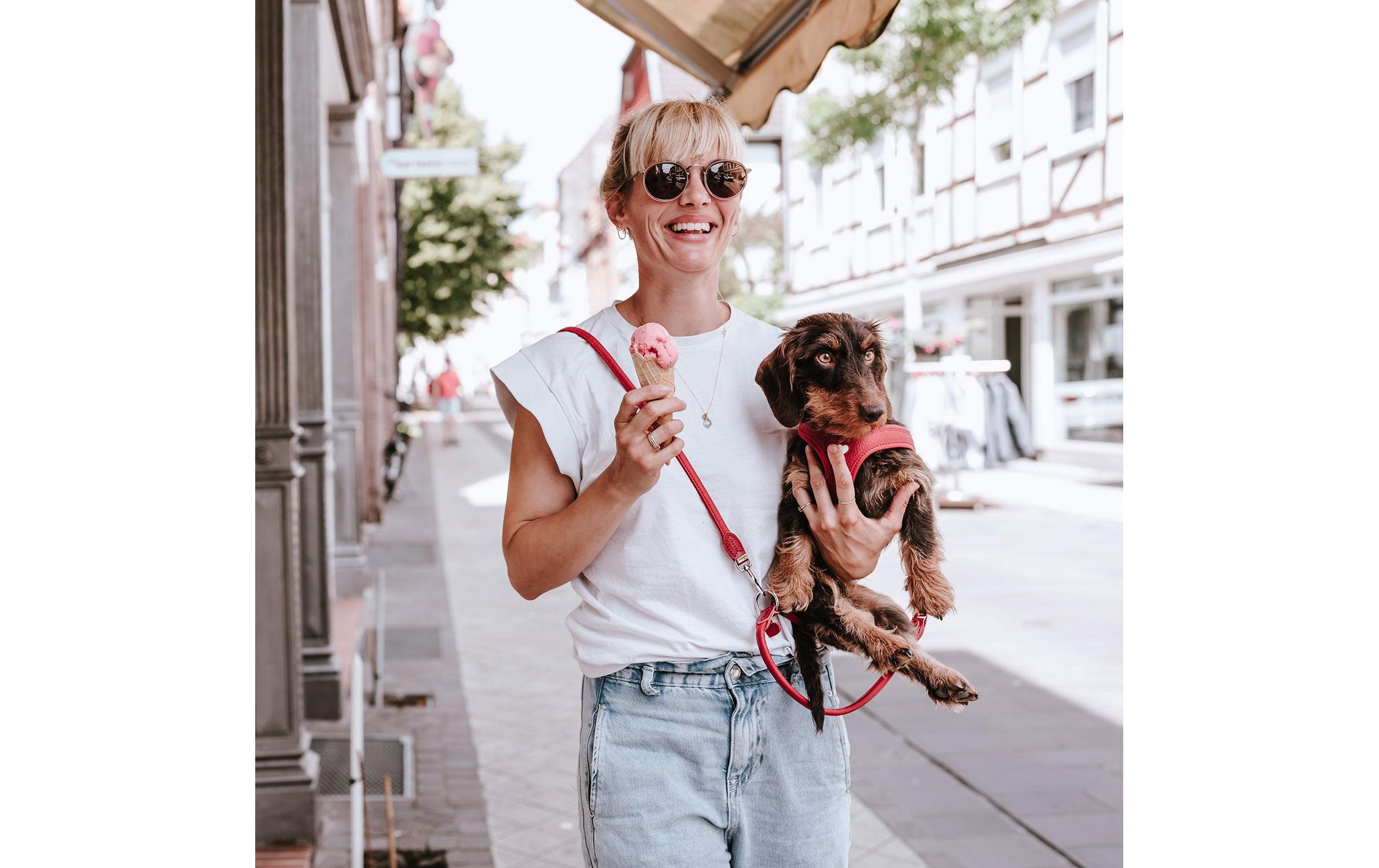 Hunter Verstellbare Führleine Round & Soft Love, 0.6/200, Rot