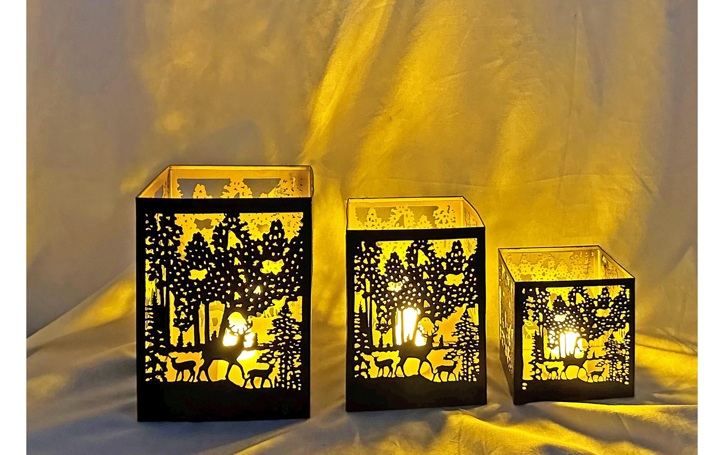 Dameco Laterne Forest 3er Set, Gold/Schwarz