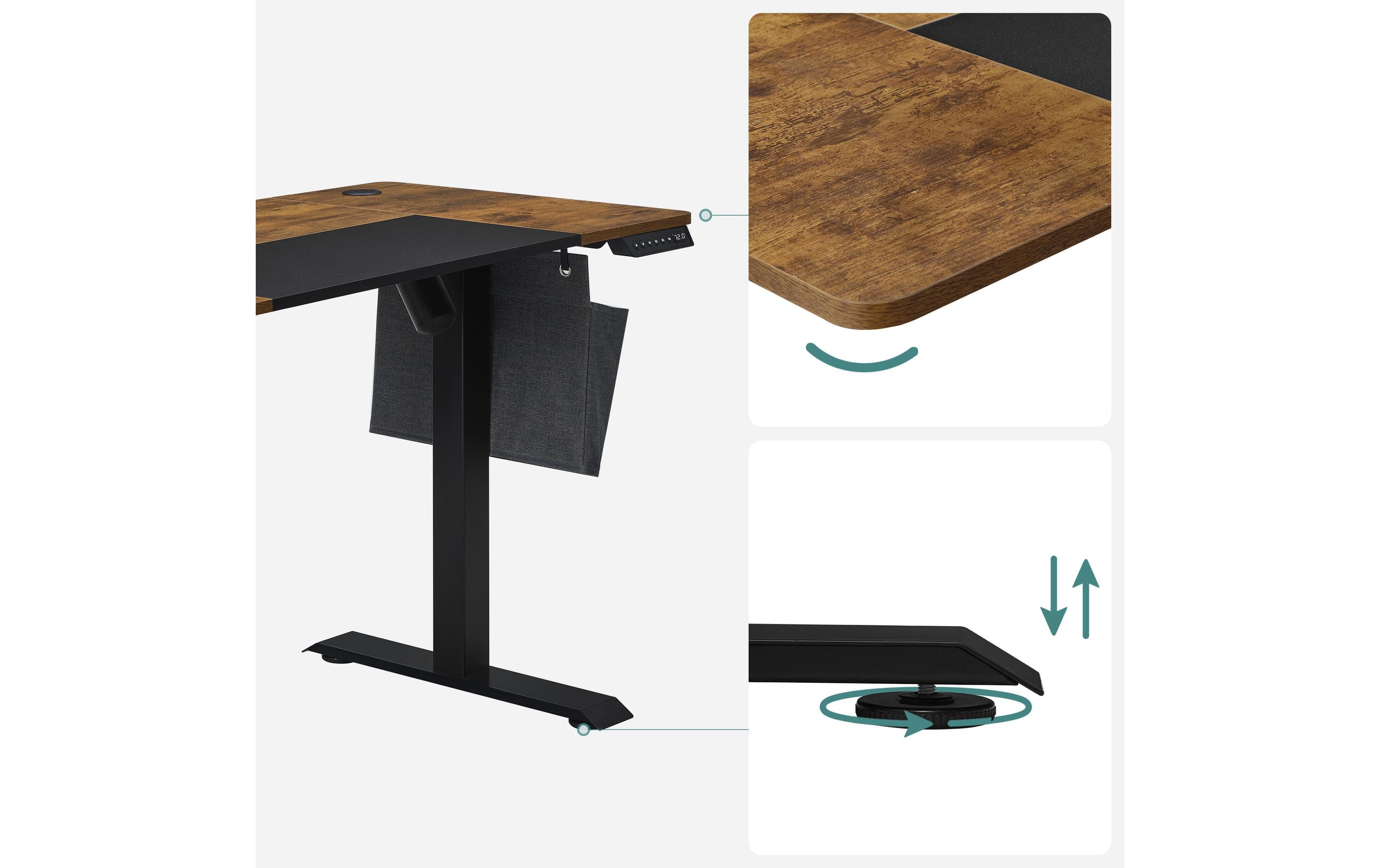 Songmics Stehtisch 120 x 60 cm, Vintagebraun-Schwarz