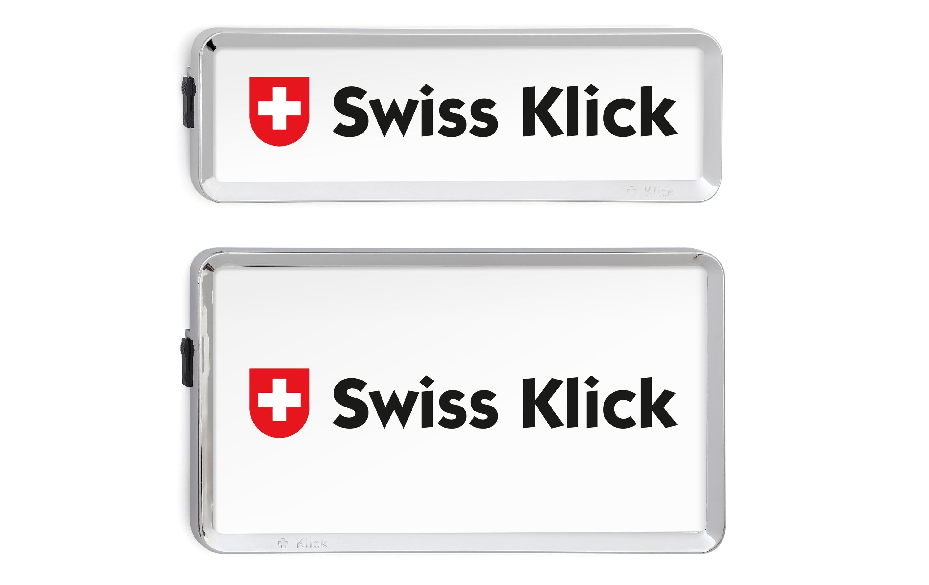 Swiss Klick Kennzeichenhalterset Hochformat Chrom Glanz Swiss Klick Kennzeichenhalterset Hochformat Chrom Glanz
