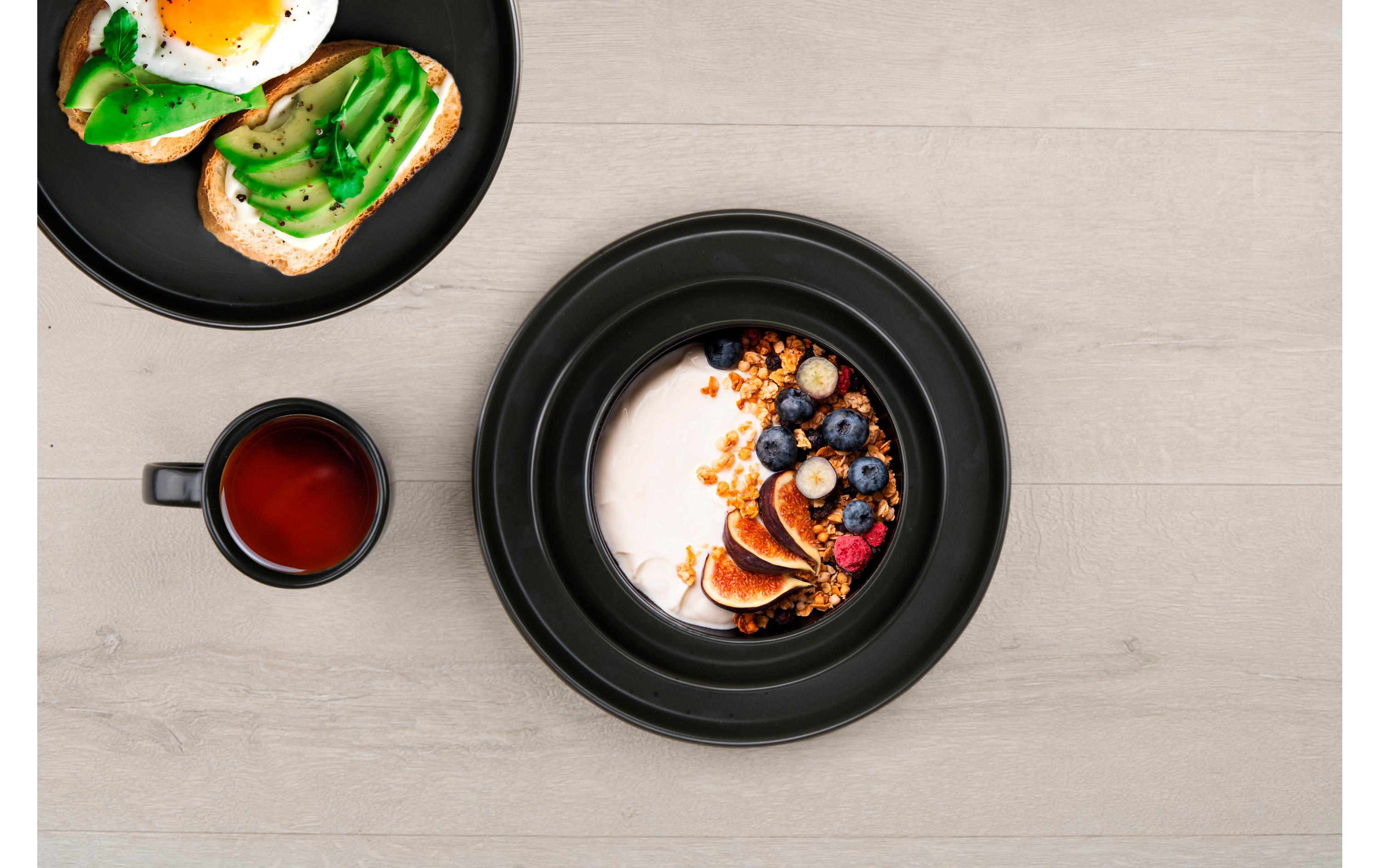 alpina Geschirrset Schwarz, 16-teilig