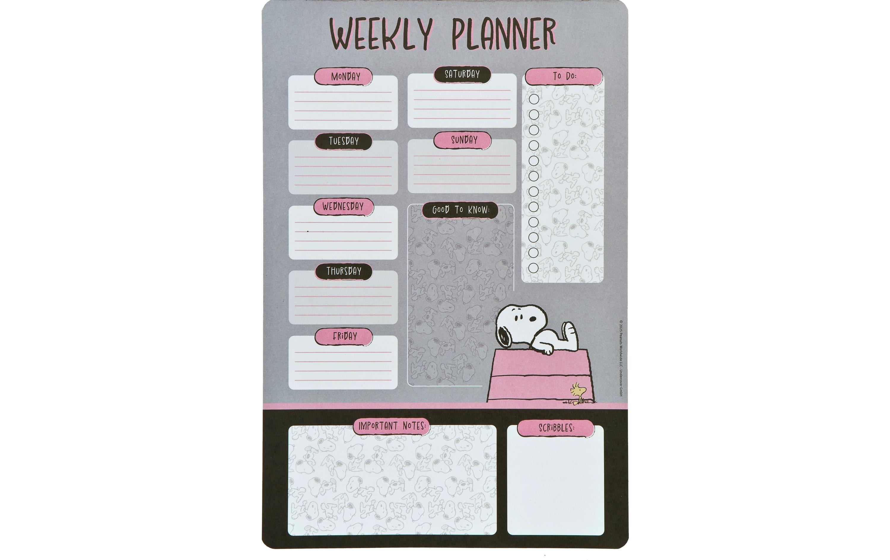 Undercover Wochen-Notizkalender Peanuts 52 Blatt, 19 x 28 cm