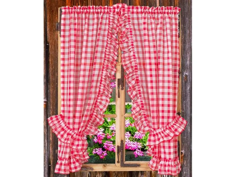 Casa Leon Tagvorhang Vitrage Volants 95 cm x 110 cm, Rot/Weiss Casa Leon Tagvorhang Vitrage Volants 95 cm x 110 cm, Rot/Weiss