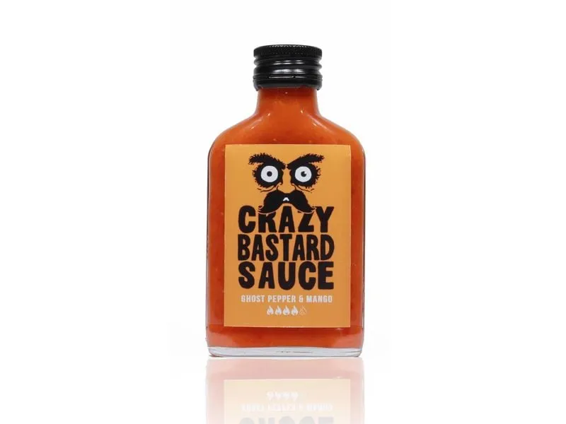 Crazy Bastard Sauce Hot Sauce Ghost Pepper und Mango 100 ml Crazy Bastard Sauce Hot Sauce Ghost Pepper und Mango 100 ml