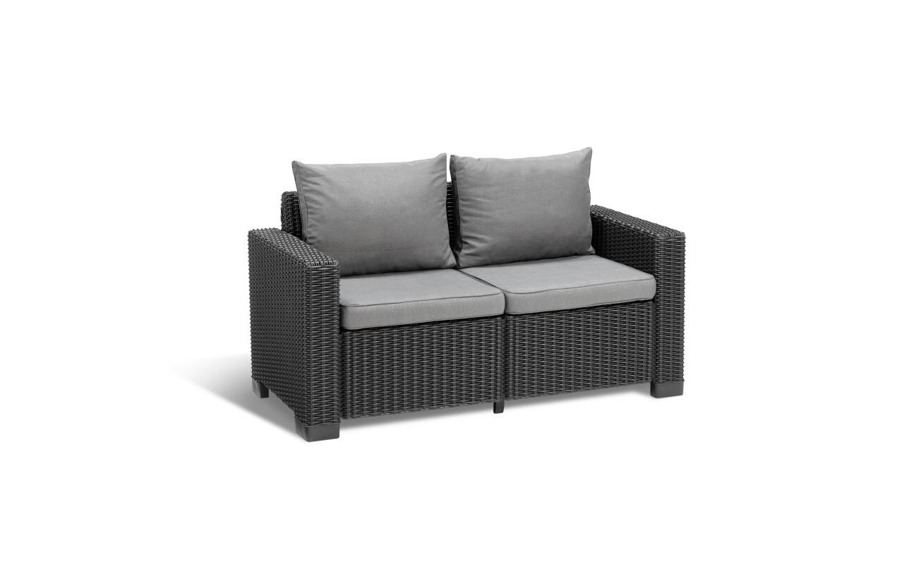 AlliBERT California 2er Sofa, Graphit, inkl. Kissen