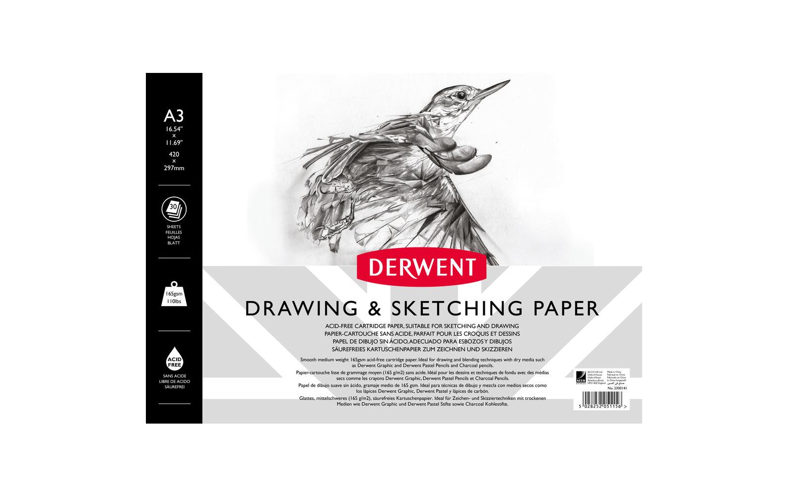 Derwent Skizzenblock, DIN-A3, Querformat, 30 Blatt