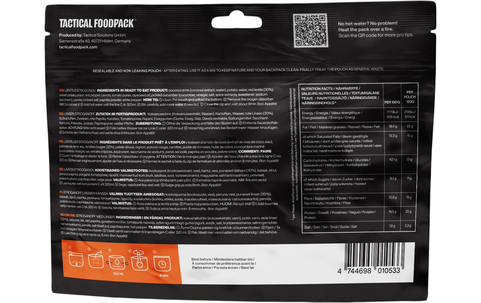 Tactical Foodpack Linsen Strogonoff