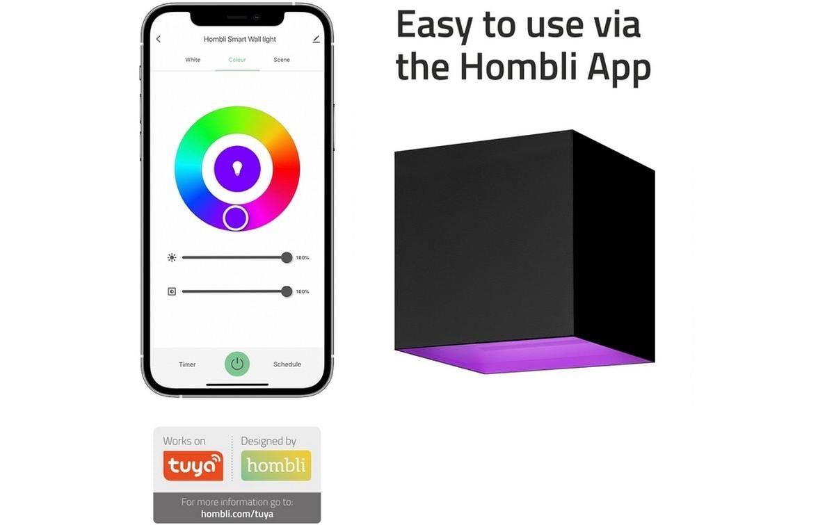 hombli Gartenleuchte Smart Wall Light 2 x 3W, RGB+CCT, Schwarz