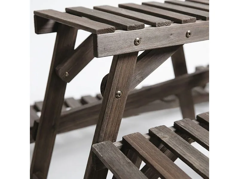 relaxdays Blumentreppe Tannenholz, Dunkelbraun, 3er Set relaxdays Blumentreppe Tannenholz, Dunkelbraun, 3er Set