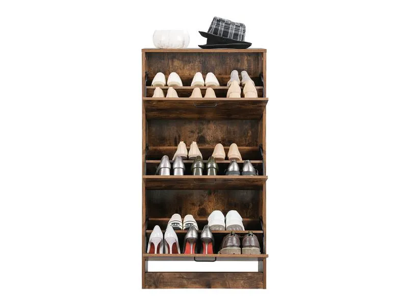 VASAGLE Schuhschrank mit 3 Klappen 60 x 120 cm, Braun VASAGLE Schuhschrank mit 3 Klappen 60 x 120 cm, Braun
