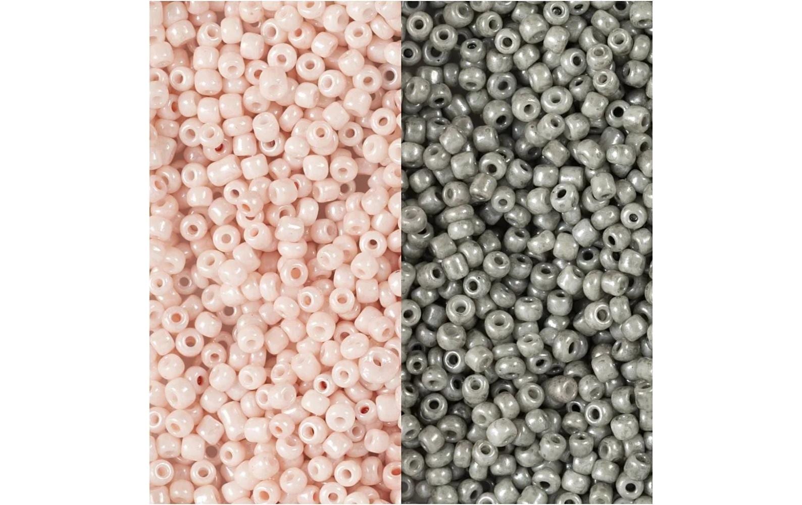 Creativ Company Rocailles-Perlen Glasperlen Grau/Rosé