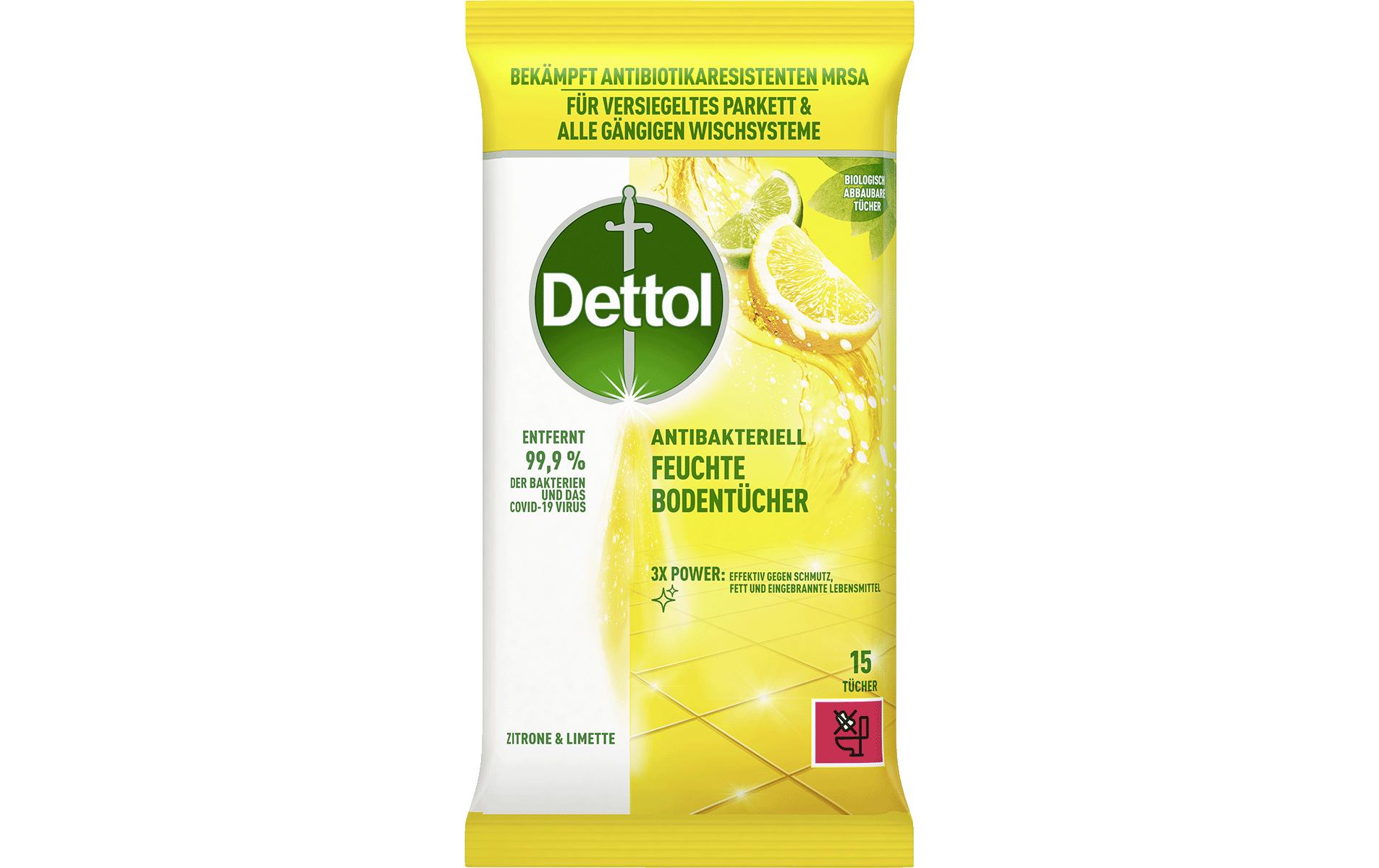 Dettol Feuchte Bodentücher Zitrone & Limette 15 Stück Dettol Feuchte Bodentücher Zitrone & Limette 15 Stück