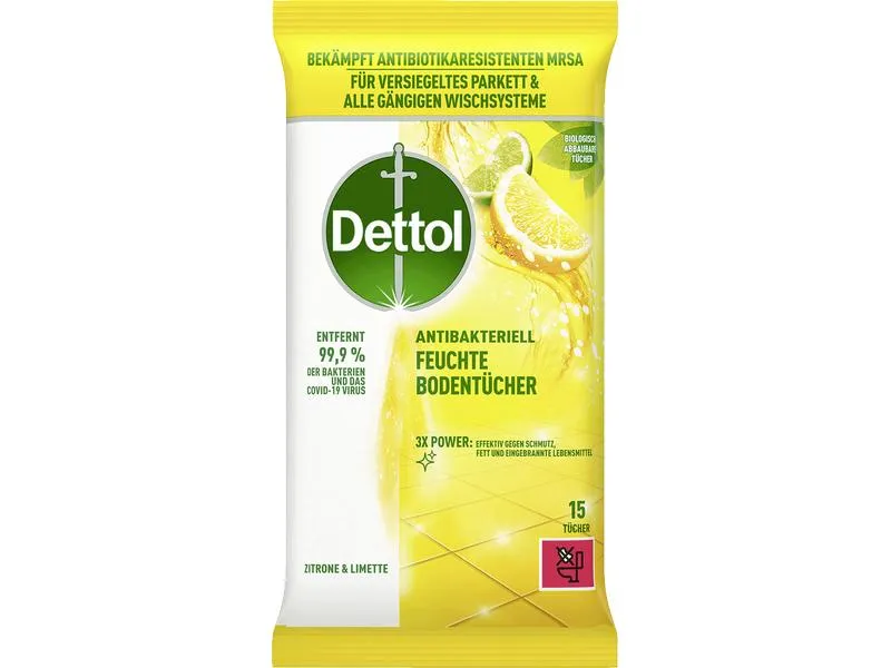 Dettol Feuchte Bodentücher Zitrone & Limette 15 Stück Dettol Feuchte Bodentücher Zitrone & Limette 15 Stück
