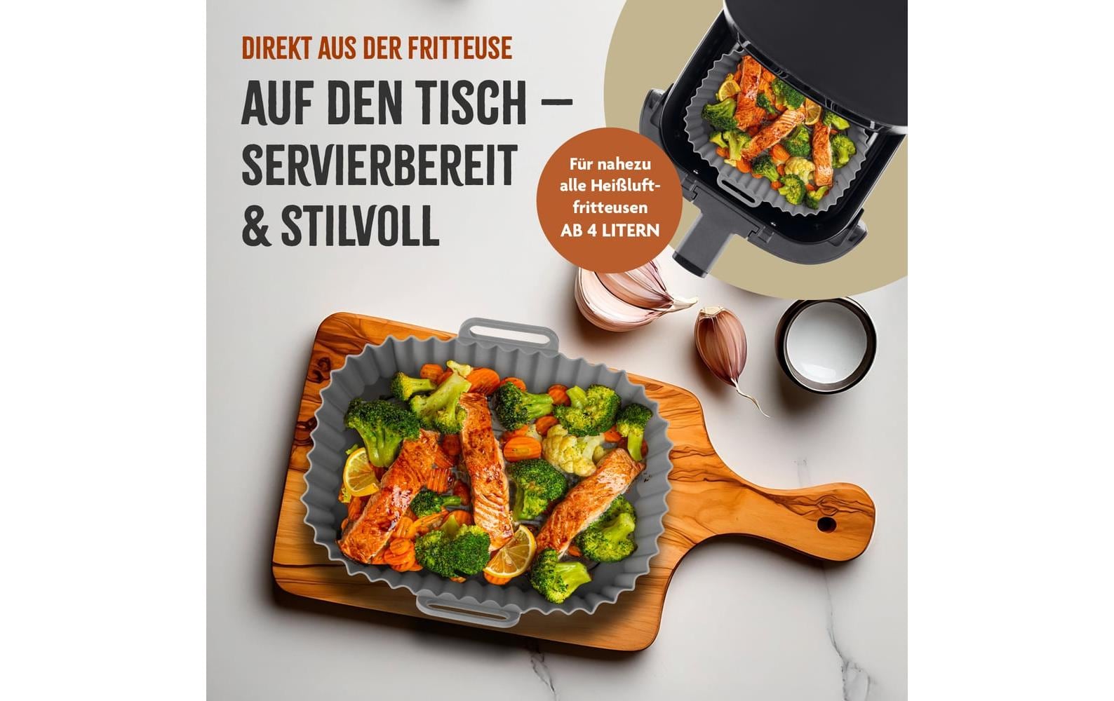 KitchBo Silikonform 20 x 15 x 6.3 cm, Schwarz / Grau