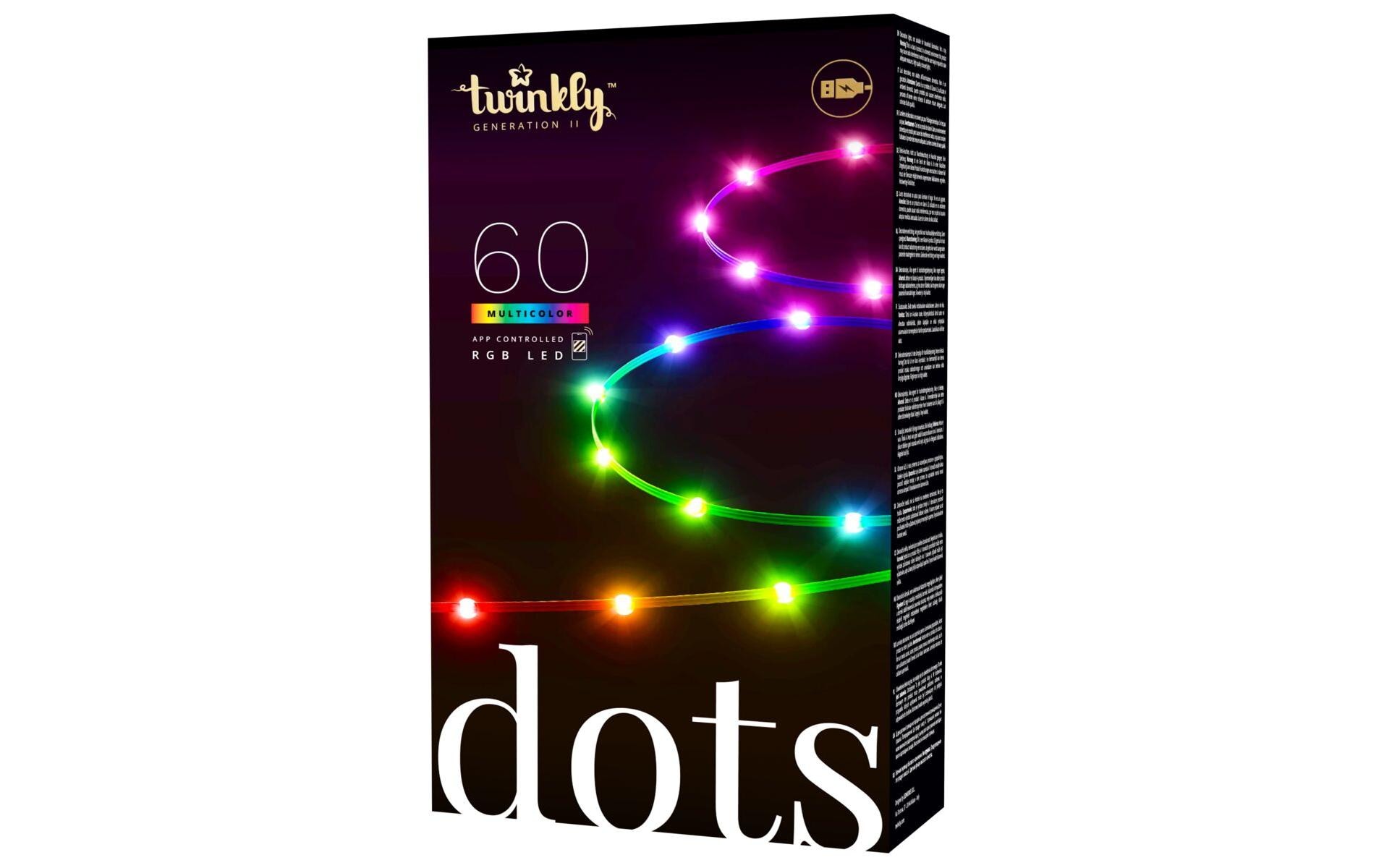 Twinkly LED Stripe Dots, 60 LEDs, 3 m, RGB, Schwarz