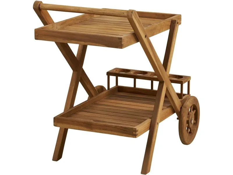 House Nordic Servierwagen Pasaku, 86 x 50 x 81 cm, Teakholz, Natur