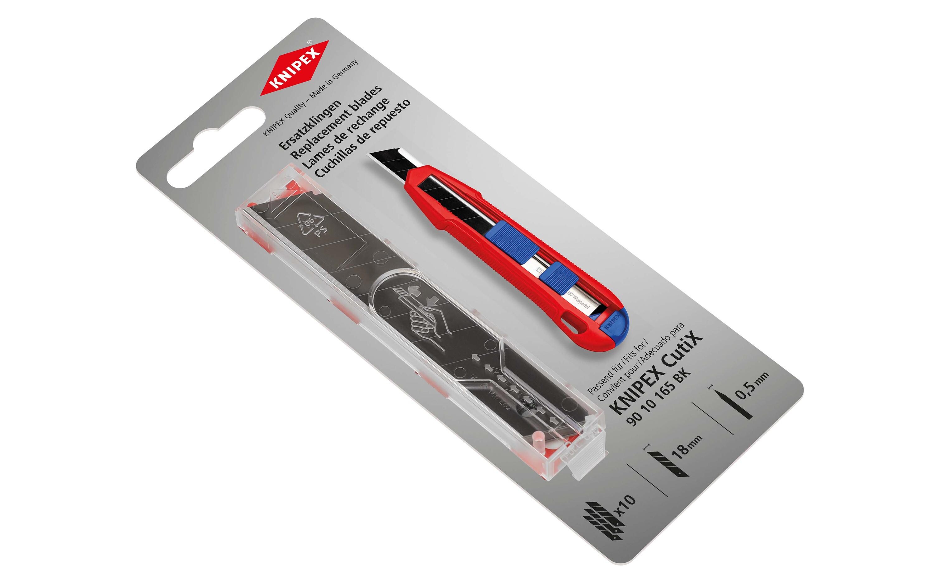Knipex Ersatzklingen für CutiX Universalmesser 90 10 165 BK, 10 St. Knipex Ersatzklingen für CutiX Universalmesser 90 10 165 BK, 10 St.