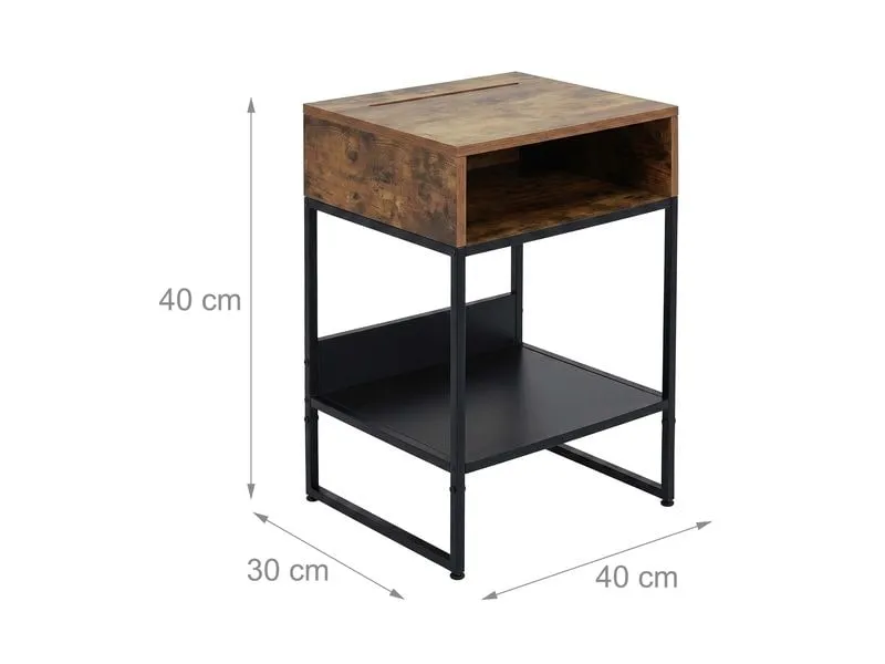 relaxdays Nachttisch 40 x 40 cm, Schwarz/Braun relaxdays Nachttisch 40 x 40 cm, Schwarz/Braun