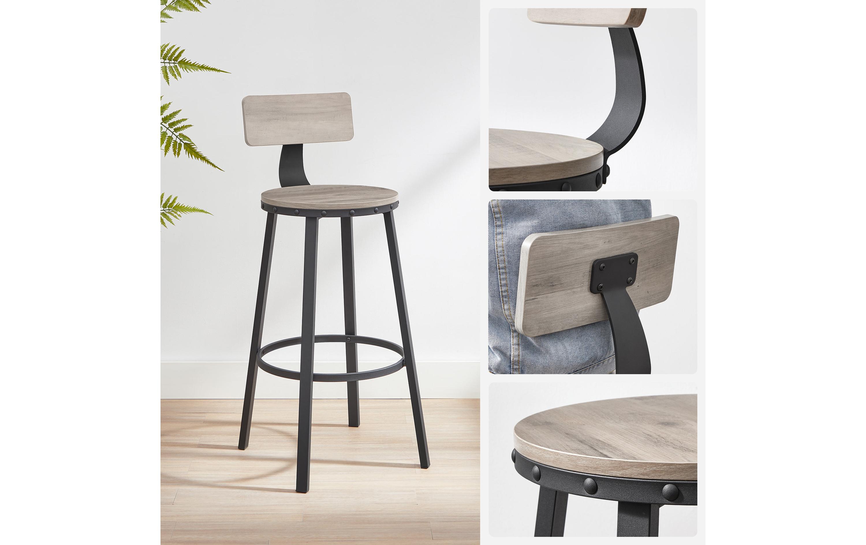 VASAGLE Barhocker 2 Stück 54.5 x 99.8 cm, Schwarz/Grau