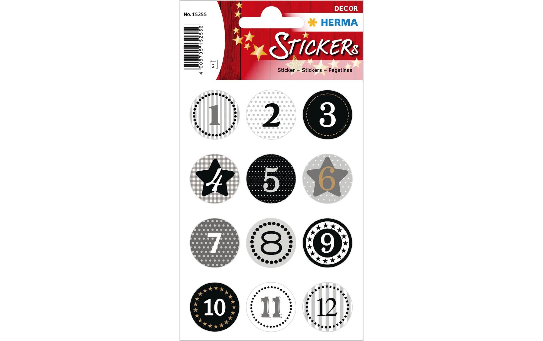 Herma Stickers Adventskalender-Zahlen Sticker Schwarz/Gold, 2 Blatt