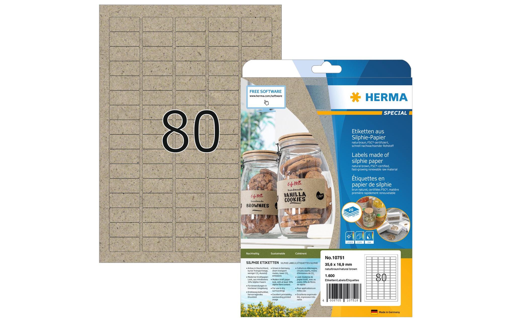 HERMA Universal-Etiketten 35.6 x 16.9 mm, 20 Blatt, Braun