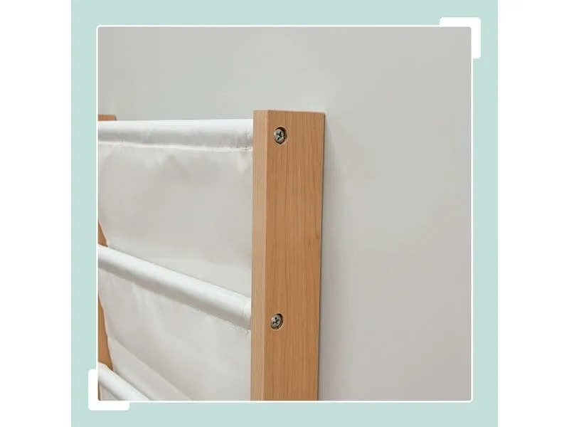 relaxdays Kinderbücherregal MDF, Stoff, Natur, Weiss