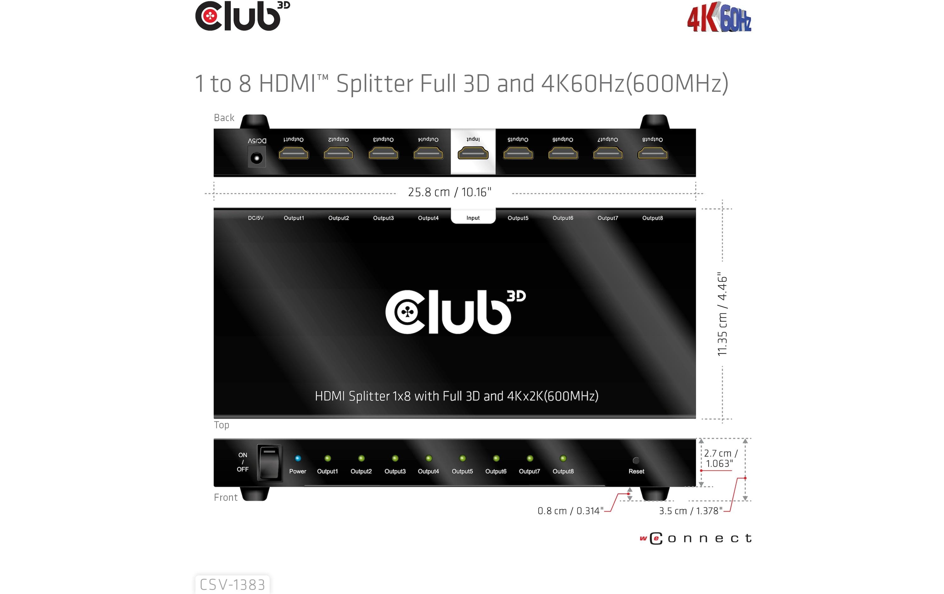 Club 3D 8-Port Signalsplitter CSV-1383