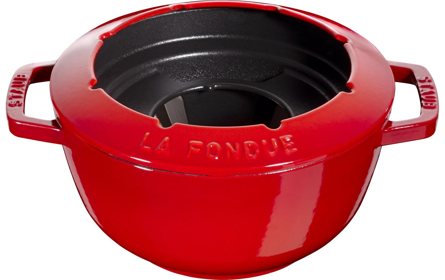 Staub Schokoladenfondue-Set mit 2 Griffen 5 Teile, Kirschrot
